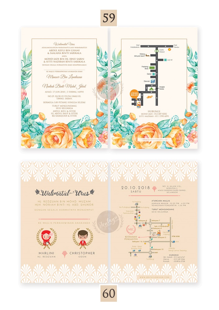 jentayu design kad kahwin warna penuh poskad A5 full colour color postcard wedding cards A5 6x9